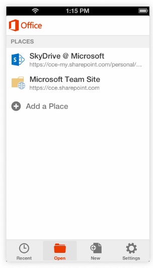 Microsoft Office "places"